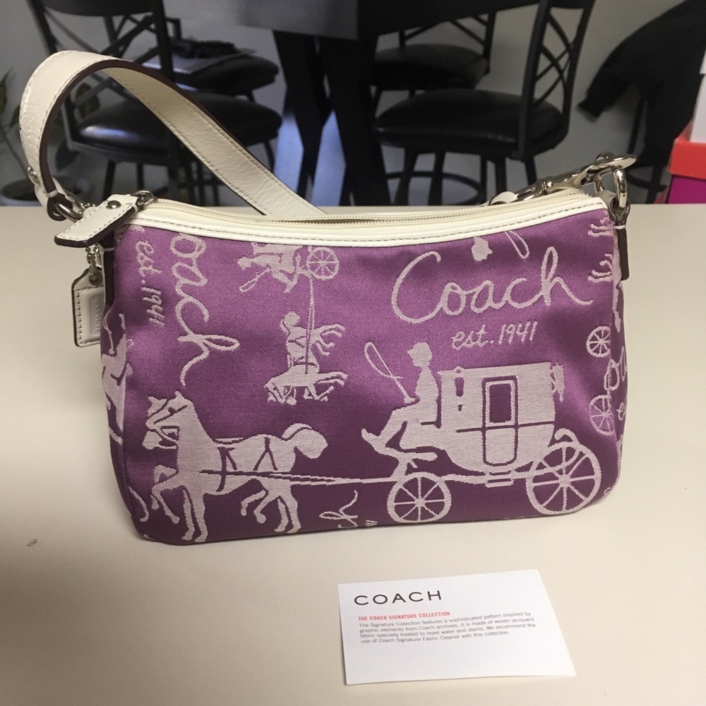 Coach Signature Pattern Purple Bag